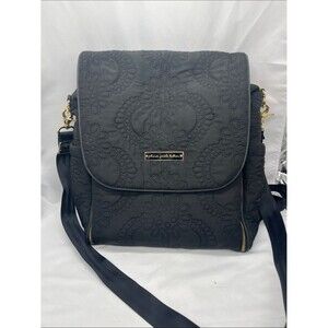Petunia Pickle Bottom Black Quilted Boxy Backpack Diaper Bag